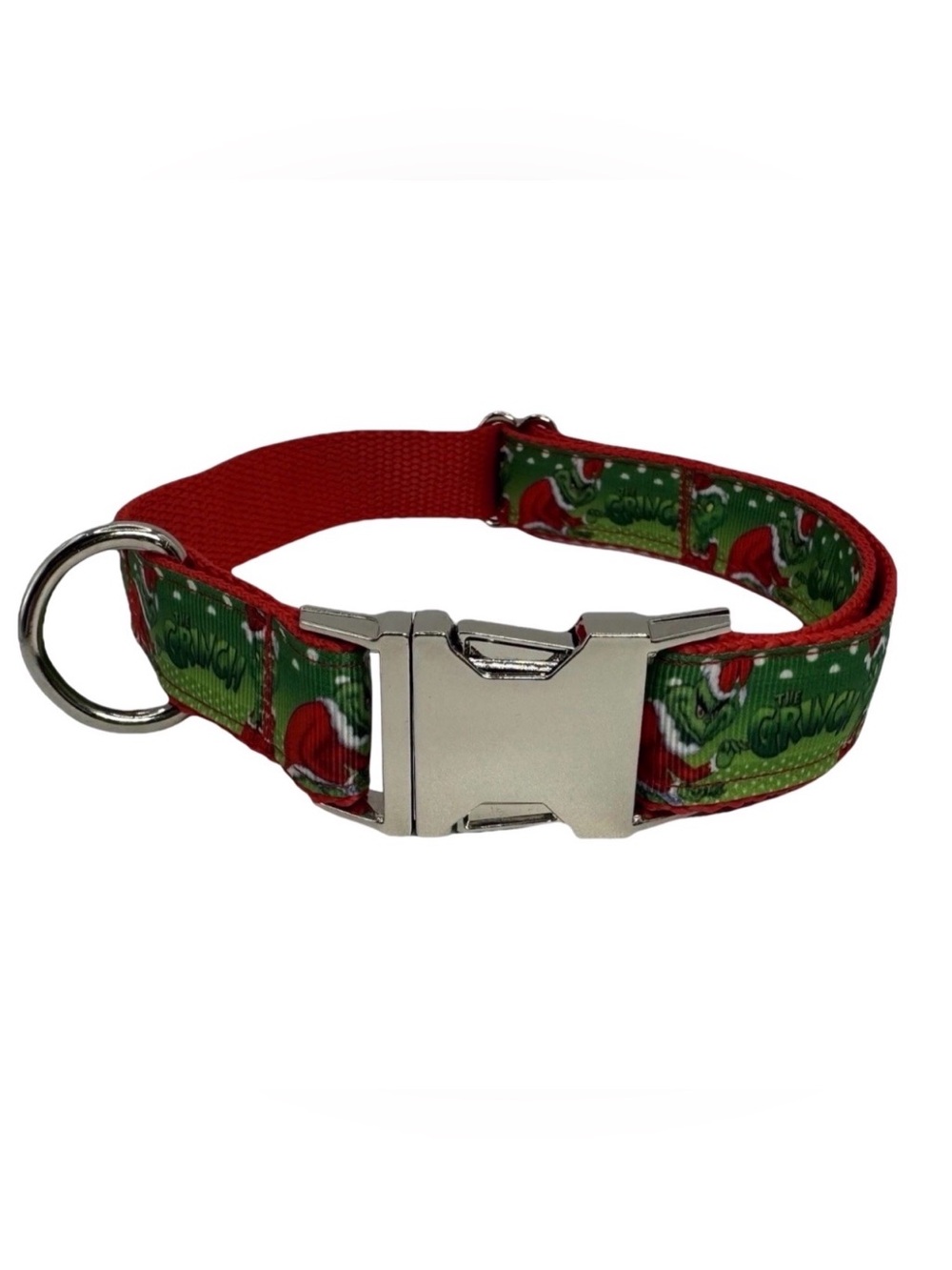 Dog Collar The Grinch Christmas Holiday, Size Large Handmade Heavy Duty w/Buckle